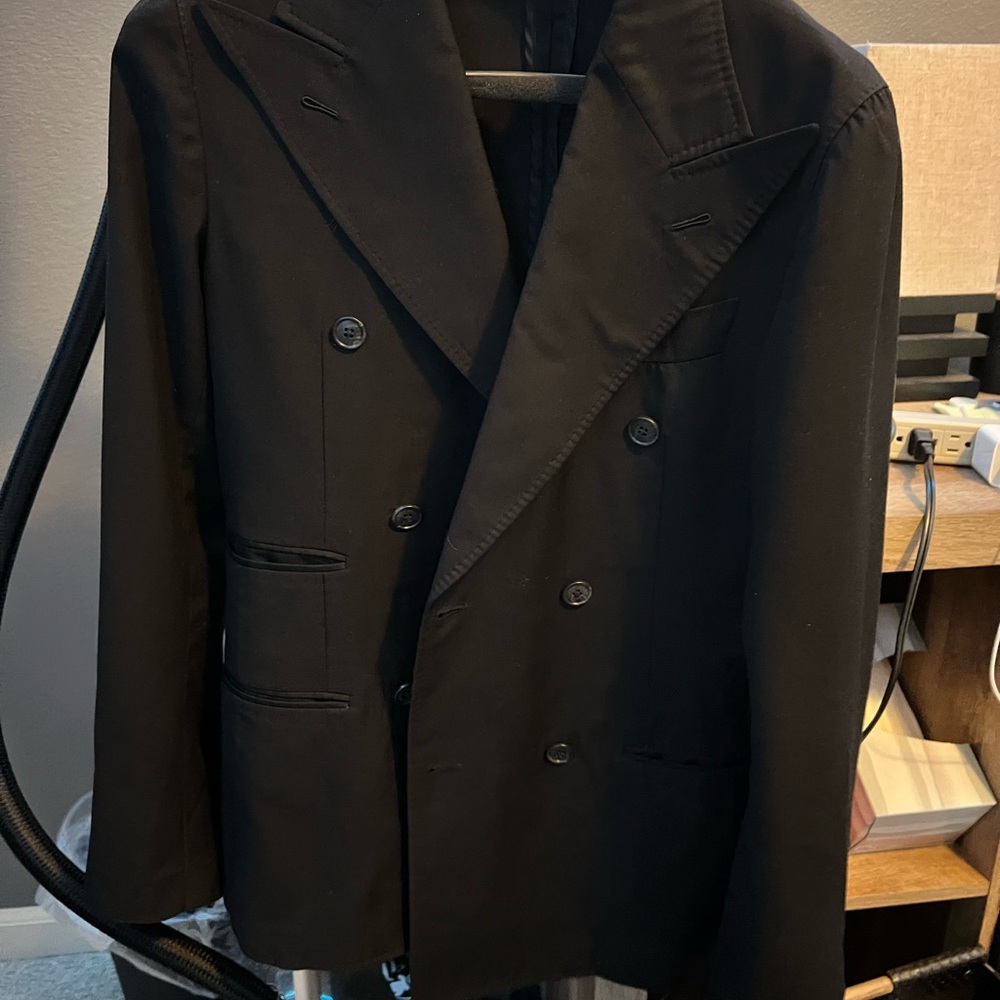 Classic Black Double-Breasted Men's Suit